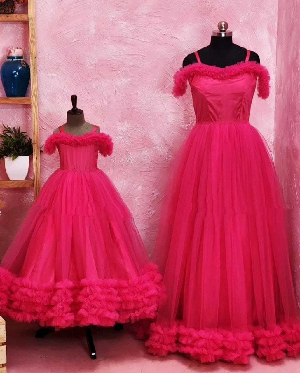 YNF SOFT NET PRI 049 MOTHER & DAUGHTER COMBO WHOLESALE GOWNS MANUFACTURER